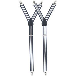 HOLD'EM Improved Shirt Stays Men Adjustable Elastic Y-style 1” Wide-Navy Striped